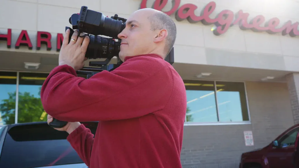 camera crew outside of walgreens