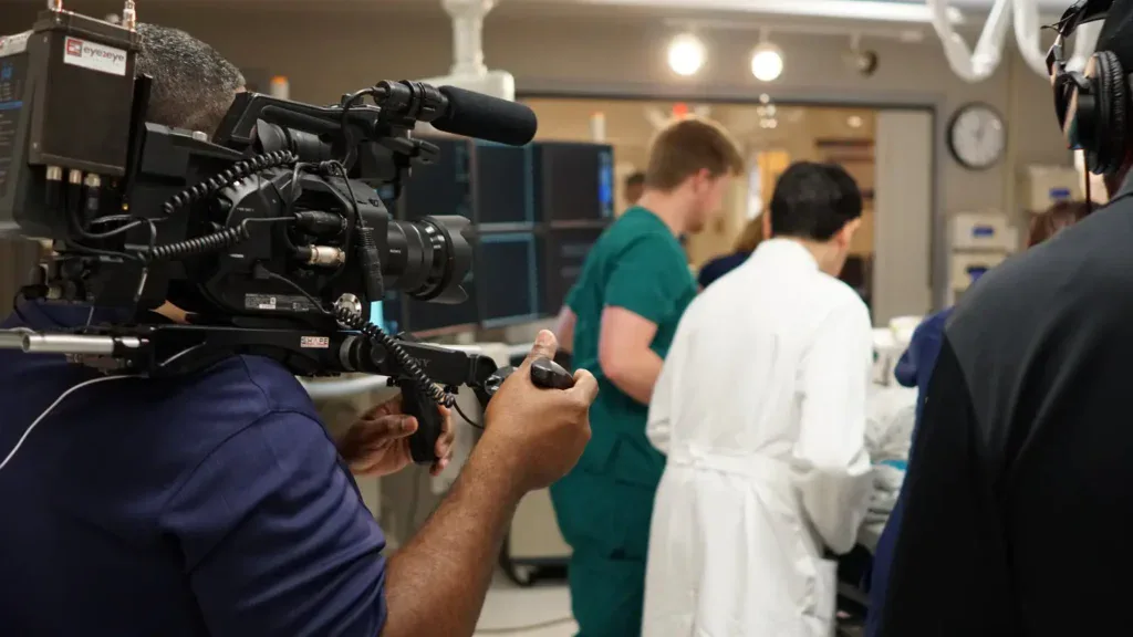 film setup in a medical setting
