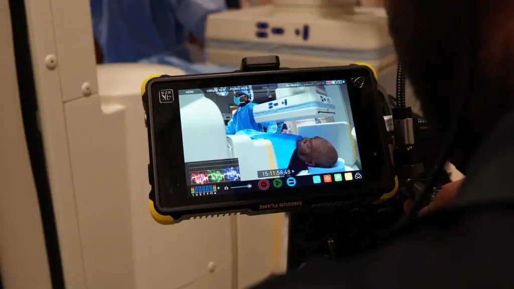 close up of camera feed