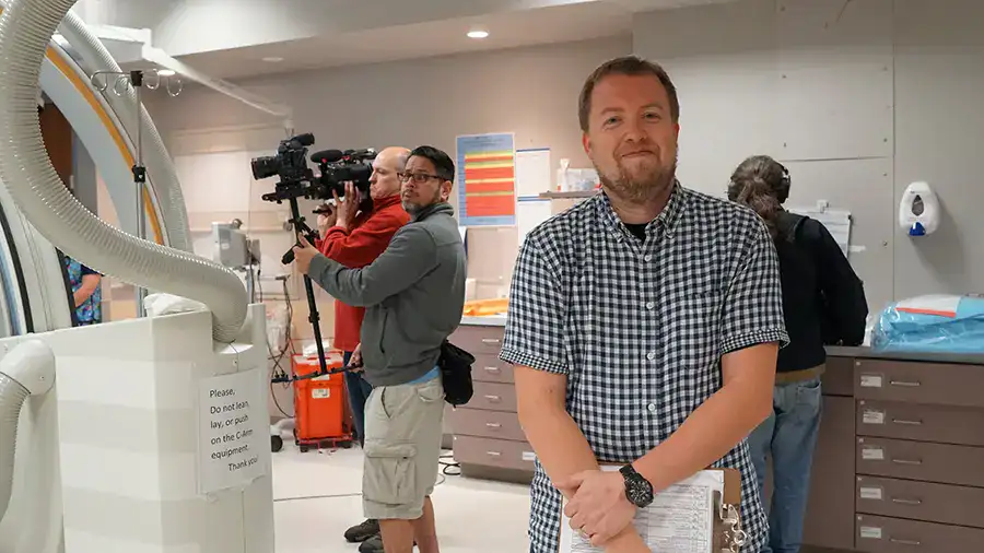 Filming in a hospital