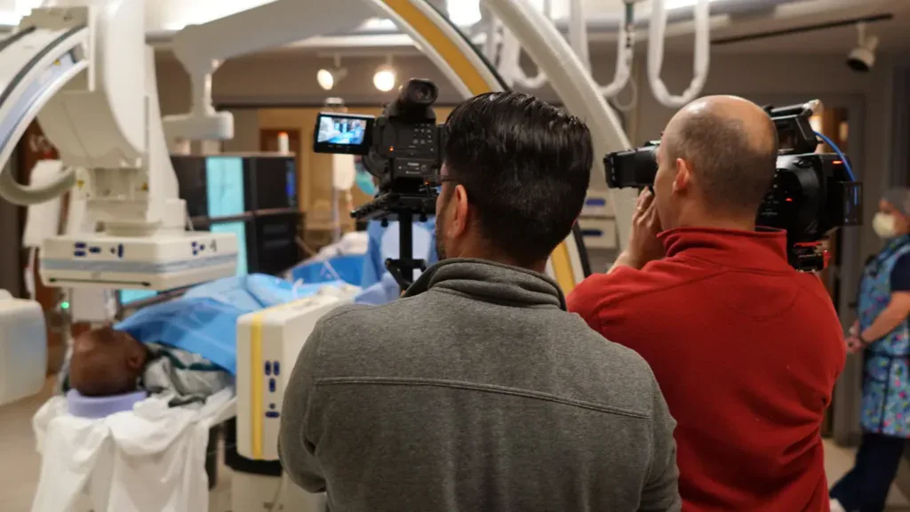 2 cameramen in a hospital