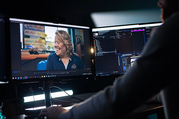 Close up of a video editing station