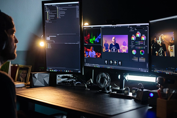 close up a video editing station
